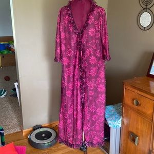 Habella Floral Print Sheer Ruffled Robe (Size S)